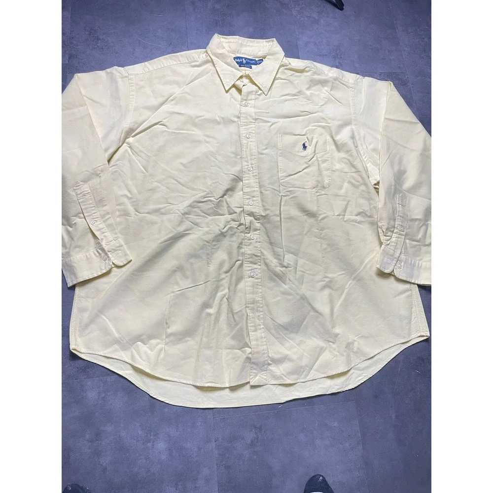 Polo Ralph Lauren Button-Front Yellow Shirt XXL Big‎ Tall F-113